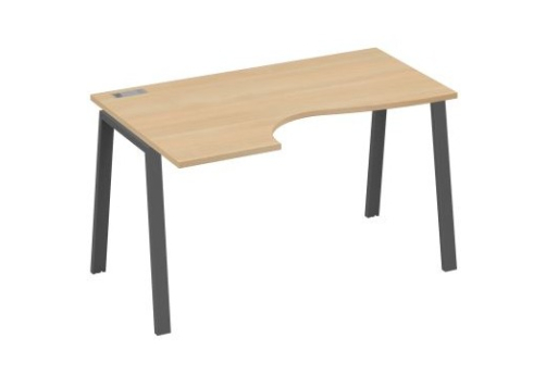 Стол эргономичный левый 140 Мира Трио, цвет натуральный дуб + антрацит