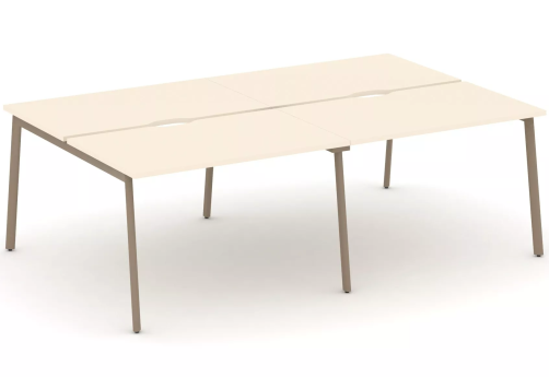 Рабочая станция на 4 места (с вырезом под провода), цвет сатин