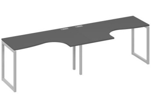 Рабочая станция эргономичная (2х140) Мира Одри, цвет антрацит премиум + серый