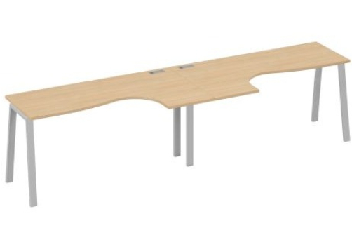 Рабочая станция эргономичная 2х160 Мира Трио, цвет натуральный дуб + серый