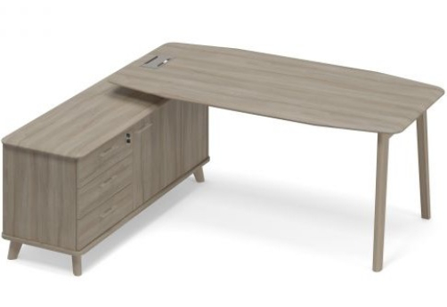 Стол руководителя на опорной тумбе левый (тип 2) Види Вуд, цвет вяз