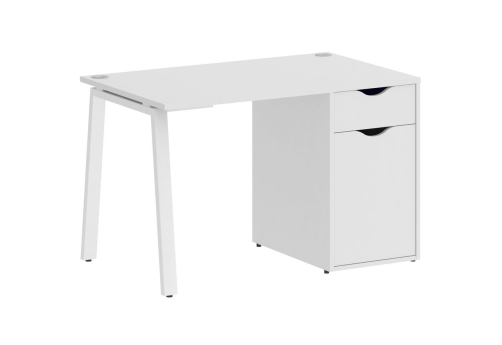 Стол письменный с тумбой, цвет белый + белый