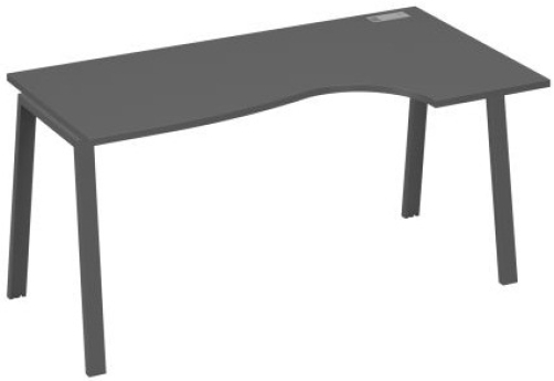 Стол эргономичный правый 160 Мира Трио, цвет антрацит премиум + антрацит