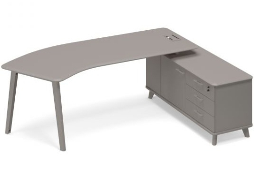 Стoл эргономичный правый на тумбе (тип 5) Види Металл, цвет мокко