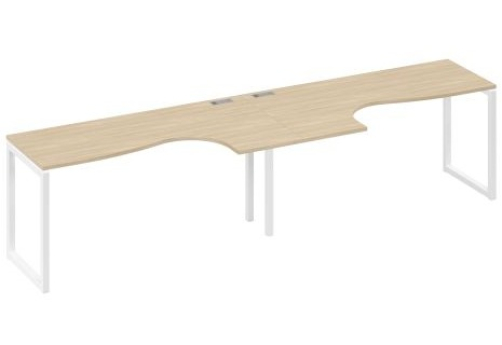 Рабочая станция эргономичная (2х160) Мира Одри, цвет дуб скандинавский + белый