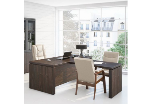 Стол руководителя с брифинг-приставкой Фиеста, цвет дуб черный