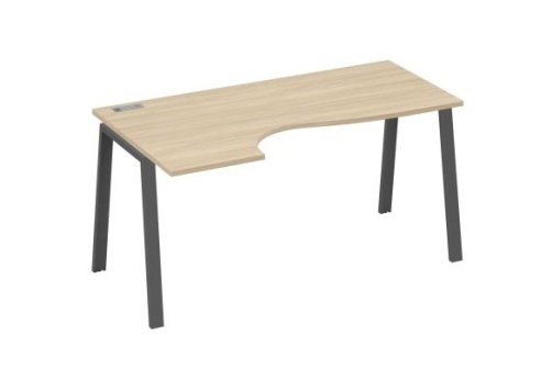 Стол эргономичный левый 160 Мира Трио, цвет дуб скандинавский + антрацит