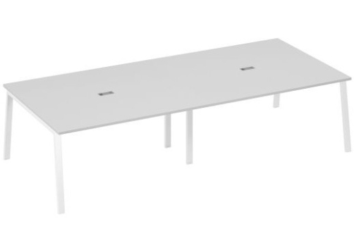 Стол для переговоров Мира Трио, цвет серый + белый