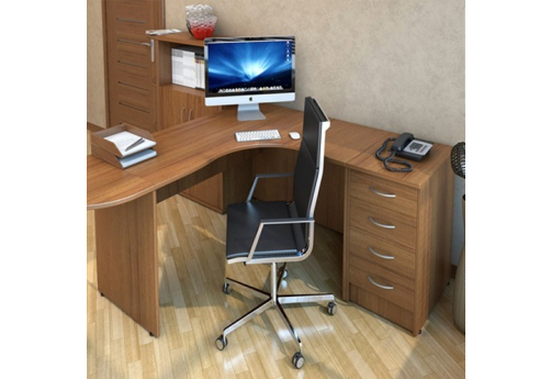 Стол письменный эргономичный правый Стандарт, цвет орех