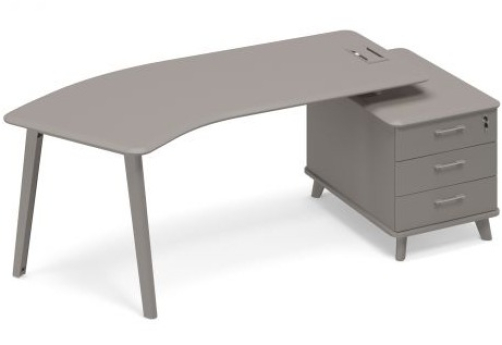 Стол эргономичный на тумбе малой правый (тип 5) Види Металл, цвет мокко