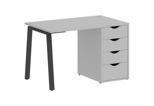 Стол письменный с тумбой 4 ящика, цвет серый + антрацит