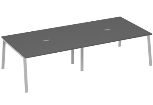 Стол для переговоров Мира Трио, цвет антрацит премиум + серый
