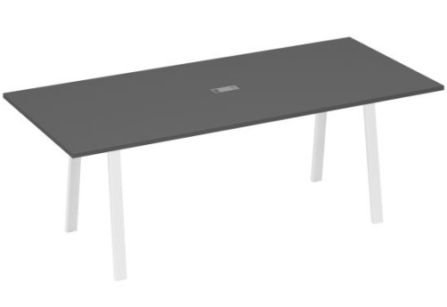 Стол для переговоров 220 Мира Трио, цвет антрацит премиум + белый