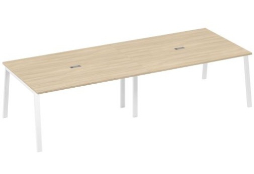 Стол для переговоров Мира Трио, цвет дуб скандинавский + белый