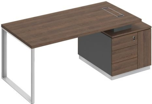 Стол руководителя на опорной тумбе (левый/правый) Римини, цвет дуб темный + антрацит + дуб темный