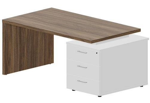 Стол на опорной тумбе (правый) Эльберт, цвет орех + белый