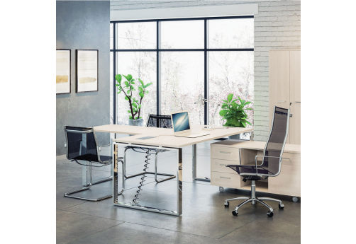 Стол руководителя с брифинг-приставкой Фортис, цвет дуб светлый