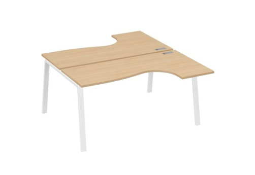 Рабочая станция эргономичная 2х160 Мира Трио, цвет натуральный дуб + белый