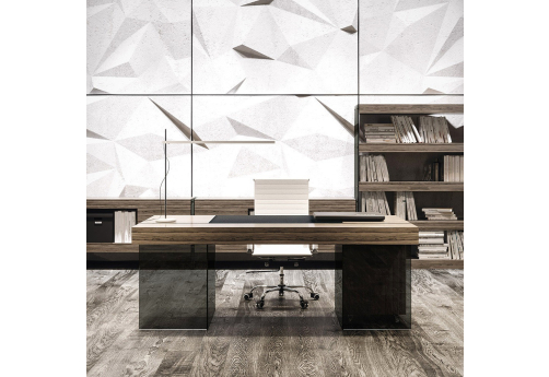 Стол руководителя со стеклом Грандин, цвет лимба темная