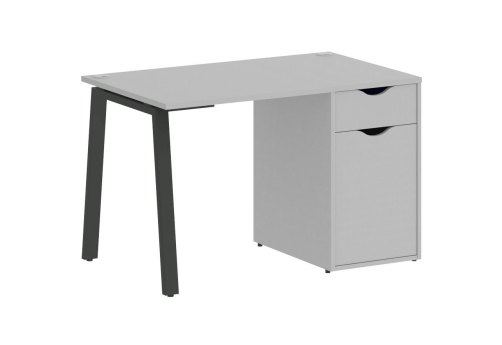 Стол письменный с тумбой, цвет серый + антрацит