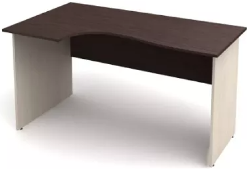 Стол криволинейный левый, цвет венге + дуб молочный