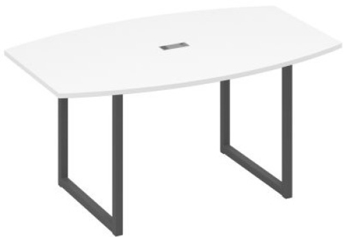 Стол для переговоров фигурный Мира Одри, цвет белый премиум + антрацит
