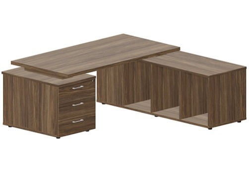 Стол на двух опорных тумбах (правый) Эльберт, цвет орех