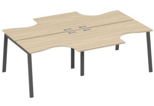 Рабочая станция эргономичная 4х120 Мира Трио, цвет дуб скандинавский + антрацит