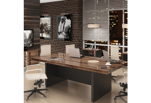 Стол для переговоров Виктория, цвет дуб + черный