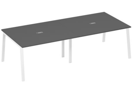 Стол для переговоров Мира Трио, цвет антрацит премиум + белый