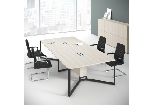 Стол для переговоров Кенвуд Конференц, цвет слоновая кость + черный