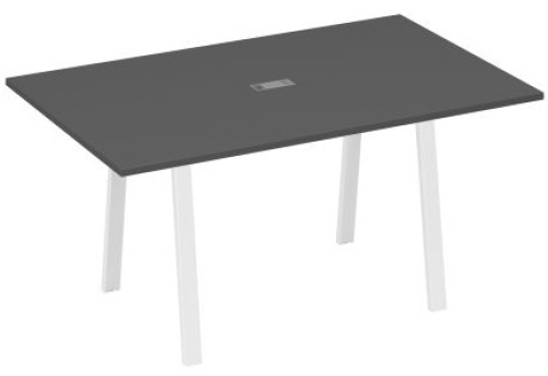 Стол для переговоров 160 Мира Трио, цвет антрацит премиум + белый