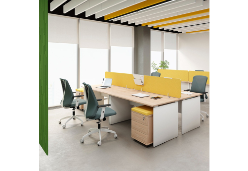 Рабочая станция на 4 человека Аронти, цвет светлый дуб