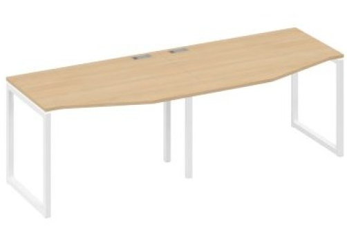 Рабочая станция эргономичная (2х120) Мира Одри, цвет натуральный дуб + белый