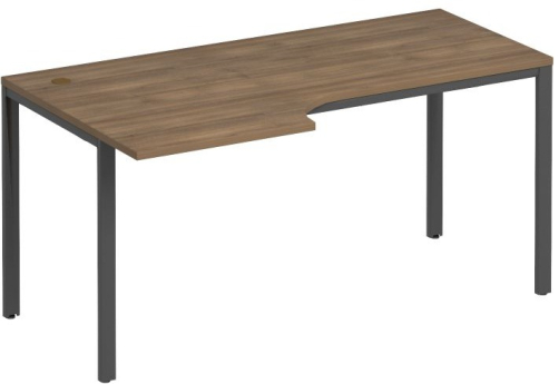 Стол эргономичный левый на металлокаркасе Прайм Металл 25, цвет шамони темный + антрацит