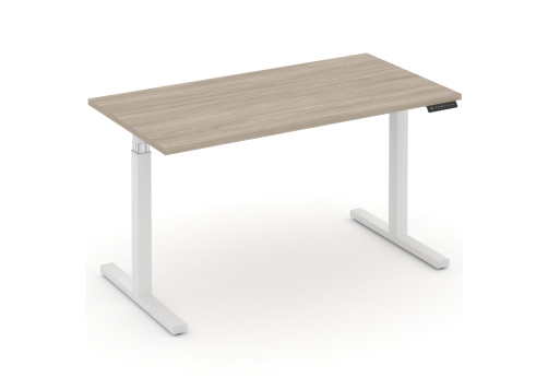Стол электроподъемный, белый + дуб аттик