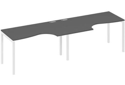 Рабочая станция эргономичная 2х140 Классика Мира Лофт, цвет антрацит премиум + белый