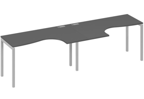 Рабочая станция эргономичная 2х140 Классика Мира Лофт, цвет антрацит премиум + серый