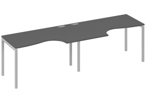 Рабочая станция эргономичная 2х140 Классика Мира Лофт, цвет антрацит премиум + серый