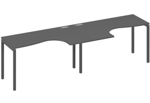 Рабочая станция эргономичная 2х140 Классика Мира Лофт, цвет антрацит премиум + антрацит