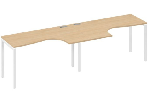 Рабочая станция эргономичная 2х140 Классика Мира Лофт, цвет натуральный дуб + белый