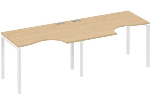 Рабочая станция эргономичная 2х120 Классика Мира Лофт, цвет натуральный дуб + белый