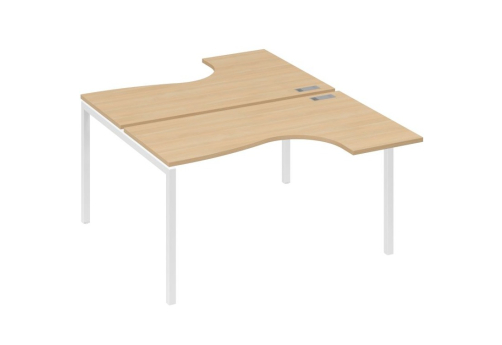 Рабочая станция эргономичная 2х140 Классика Мира Лофт, цвет натуральный дуб + белый