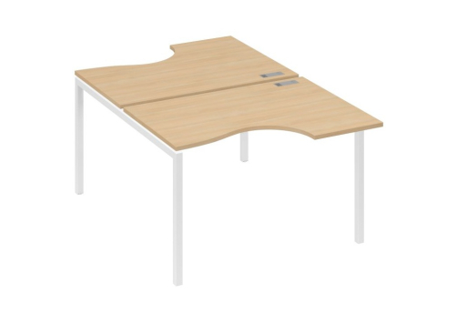 Рабочая станция эргономичная 2х120 Классика Мира Лофт, цвет натуральный дуб + белый