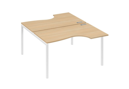 Рабочая станция эргономичная 2х140 Классика Мира Лофт, цвет натуральный дуб + белый