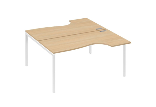 Рабочая станция эргономичная 2х160 Классика Мира Лофт, цвет натуральный дуб + белый