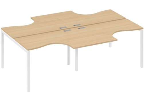 Рабочая станция эргономичная 4х120 Классика Мира Лофт, цвет натуральный дуб + белый