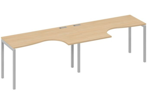 Рабочая станция эргономичная 2х140 Классика Мира Лофт, цвет натуральный дуб + серый