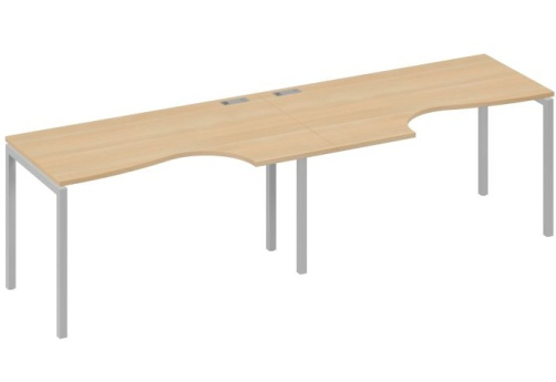 Рабочая станция эргономичная 2х140 Классика Мира Лофт, цвет натуральный дуб + серый