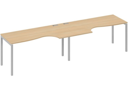 Рабочая станция эргономичная 2х160 Классика Мира Лофт, цвет натуральный дуб + серый